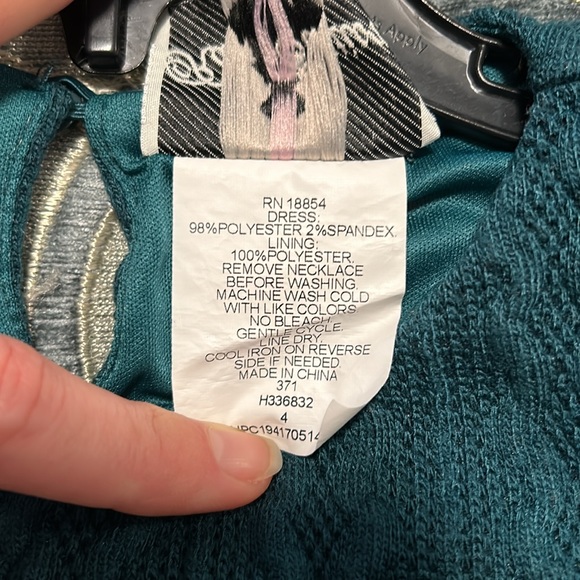 Rare Editions Sweater Dress Girl's Hunter Green Bell Sleeves - Picture 3 of 4